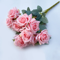 Künstlicher Rosenstrauß Seidenblumen Künstliche Rosen mit 9 Blüten für Hochzeit Party Heimdekoration
