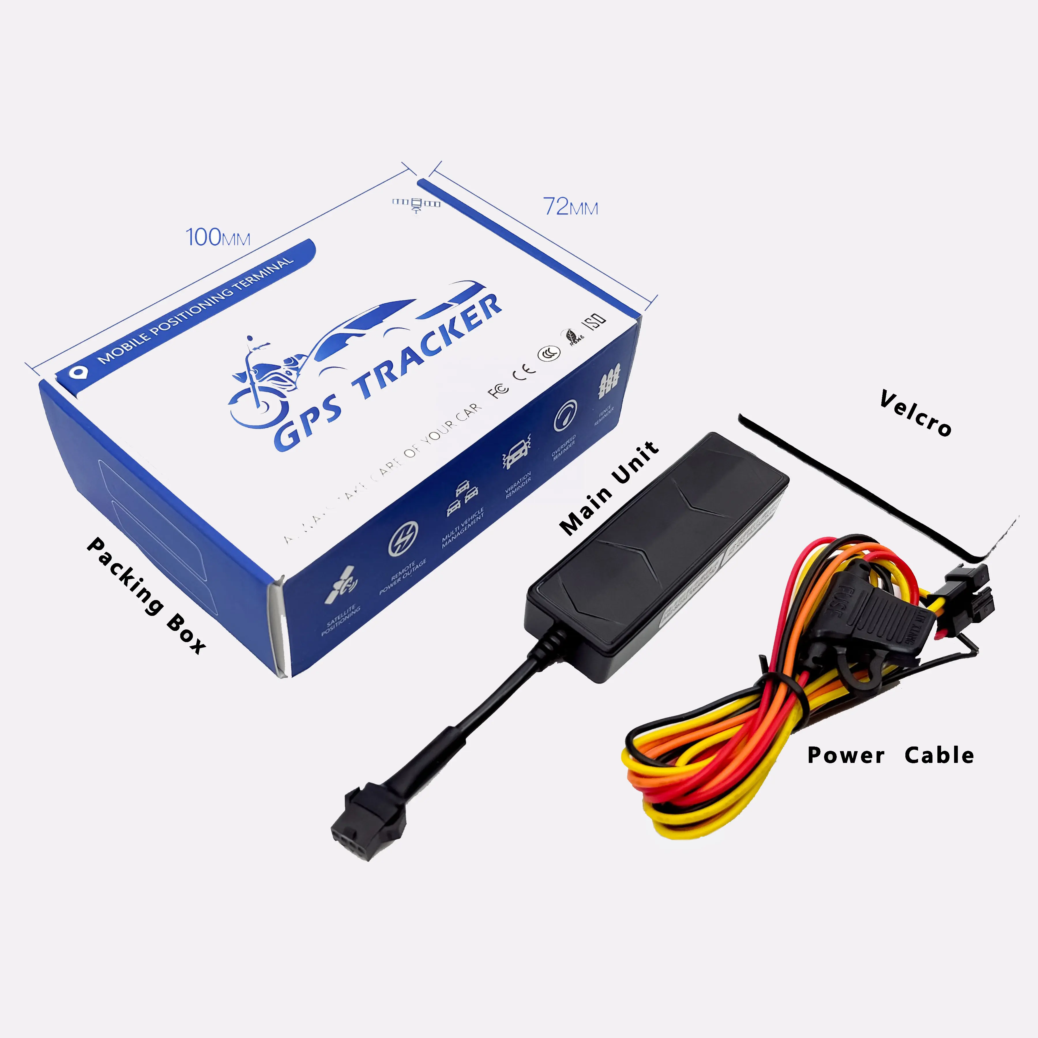 Localizador de vehículos de motocicleta oculto con cable T91 de posicionamiento en tiempo real con dispositivo de seguimiento de aplicación 2G Smart mini Car GPS Tracker