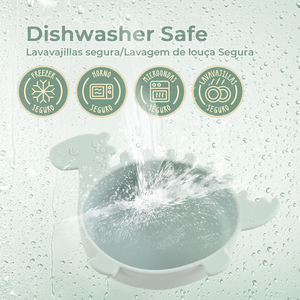 Utensilio de Alimentación para Niños, Tazón de Silicona para Bebés con Diseño de Dinosaurio, Vajilla de Entrenamiento Antideslizante y Anti-escaldaduras con Ventosa - Product Image 4