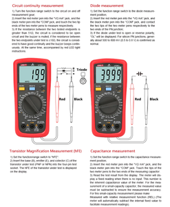 Digitales Multimeter UT39A+ UT39C+ manueller Reichweite-Elektrikant Multimetro Kondensator Tester digital mit LCD-Hintergrundbeleuchtung Datenaufbewahrer - Product Image 5