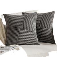 Housse de coussin décorative bohème en velours côtelé, motif moulin à vent de Noël rayé, carrée