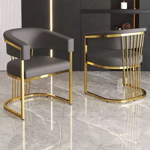 Chaise de salle à manger moderne en acier inoxydable avec dossier rembourré en cuir, design ergonomique pour la maison, le bureau, l'école, l'hôtel, la chambre à coucher - Product Image 3