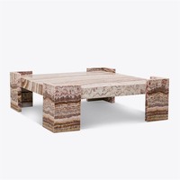 Table basse en pierre naturelle, table carrée en pierre pour salon, onyx arc-en-ciel