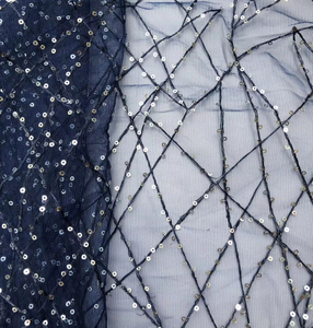 Luxurious <strong>Sequins</strong> <strong>Mesh</strong> Fabric Lace Dress Sexy Evening Stage Costumes for Shoes and Bags - Product Image 1