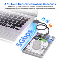Casing HDD 2.5-inci SATA III ke USB3.1, Casing Hard Drive Eksternal SATA SSD ke Tipe-C, Chassis Hard Drive Transparan