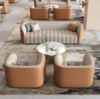 Ensemble de canapés de réception pour bureau et hall d'hôtel au design moderne en bois massif, mousse élastique haute densité avec revêtement en tissu