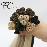 Fournisseur de cheveux Remy direct humain russe tissage extensions de cheveux personnalisé Double dessiné main attaché trame extension de cheveux