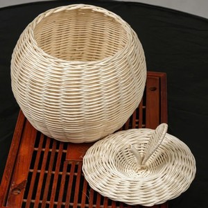 Cesta de Almacenamiento de Ratán Hecha a Mano con Diseño en Forma de Manzana y Tapa, Organizador de Frutas Tejido Ecológico para Decoración del Hogar - Product Image 6