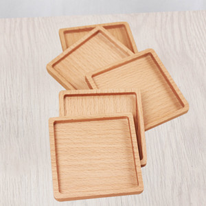 Posavasos de madera de haya, cuadrados, de madera maciza, aislantes del calor, para té, café y vajilla. - Product Image 4