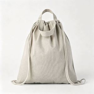 <b>Medium</b> Daily Use Canvas Drawstring <b>Backpack</b>, Multi Purpose Sack Bag for Shopping School Sports Custom Printing Supported - Product Image 2