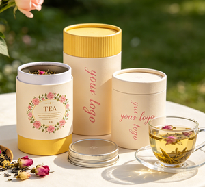 Boîte cylindrique en papier kraft écologique personnalisée avec couvercle en aluminium et doublure anti-humidité pour contenants de thé aux herbes et de café - Product Image 1