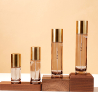 Juego de Envases Cosméticos de Vidrio Ámbar de Lujo Directo de Fábrica, Botella con Bomba de 30/50/100/120 ml, Tarro de 20/30/50 g, Serigrafía Personalizable