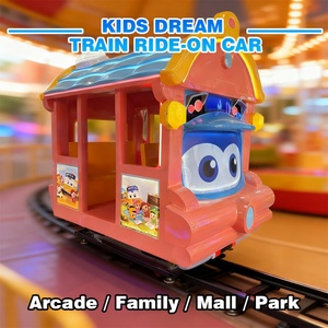 Juego de Diversión Infantil con Temática de Tren de Dibujos Animados, con Luces LED, Operado con Monedas, para Interiores, de Metal, en Inglés - Product Image 1