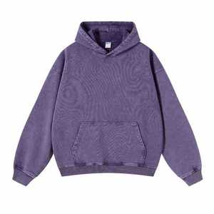 Algodón de alta calidad bordado logotipo personalizado fabricantes Zip up Puff Vintage Wash Print Acid Wash Sudadera con capucha para hombre - Product Image 5