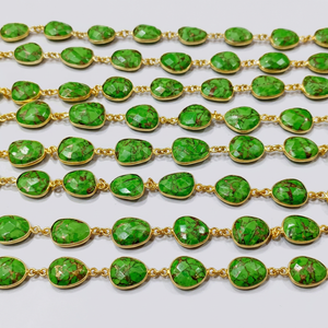 Cadena con Conector de Bisel de Turquesa Verde Natural en Forma Libre de 12 a 15 mm - Product Image 1