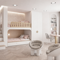 Ensemble de meubles de chambre d'enfant en bois sur mesure, design scandinave, lit superposé, armoire, bureau d'étude, armoires de rangement, sécurité