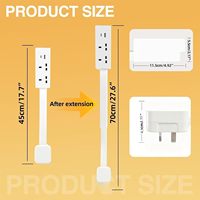 Extensor de Enchufe Eléctrico Estándar del Reino Unido con USB-A, USB-C y 2 Tomas de CA, Se Extiende de 17 a 27 Pulgadas, Gira 180 Grados °   Enchufe de Corriente