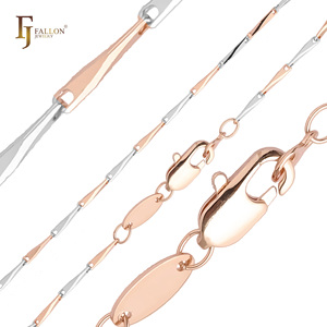 1mm+ FJ Fallon Modeschmuck Klassische <span class=keywords><strong>Gerstenkorn</strong></span>-Fantasie-Gliederkette Rosévergoldet Zweifarbig Messingbasis - Product Image 4