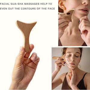 Mini masseur facial en bois et ensemble Guasha-outil de serrage et de massage de la peau avec avantages de drainage toxique - Product Image 3
