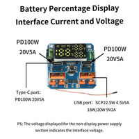 Module de charge rapide bidirectionnel adaptatif 18~100W avec affichage du niveau de batterie et contrôle thermique pour carte mère de batterie externe