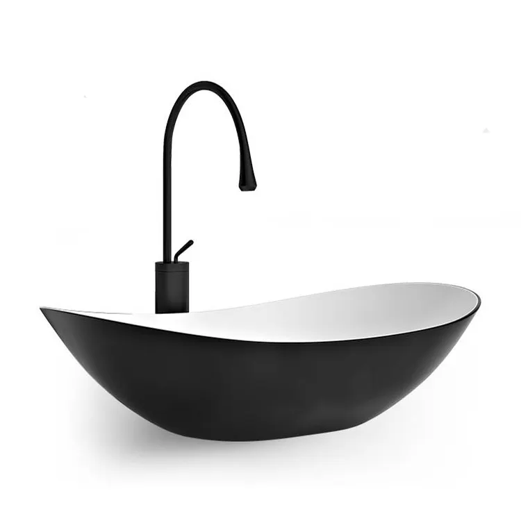 Avrupa standart sıhhi tesisat özelleştirilmiş renk seramik sanat el lavabo banyo Oval mat siyah seramik lavabo