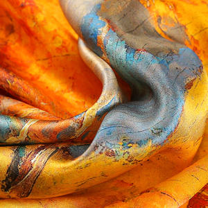 Écharpe en soie haut de gamme Sense 90 pour femme, grande carrée, imprimée, douce, protection solaire, nouveau style, en crêpe satiné uni de soie de mûrier, idéale pour l'été - Product Image 3