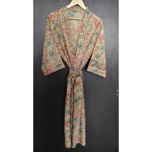 Vestido de Playa Vintage de Talla Grande, 100% Algodón, Estampado Floral, Suave y Cómodo, Largo hasta la Rodilla, Estilo Bata, para Verano - Product Image 1