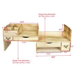 Organisateur de bureau en bois avec plusieurs tiroirs pour fournitures de bureau, rangement de téléphone et tablette, et organisation du bureau - Product Image 3