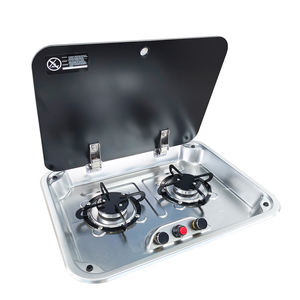 JDA из нержавеющей стали RV варочная газовая плита Встроенная 2 горелки со стеклянным покрытием газовая горелка для бытовой RV Пикник морской - Product Image 1