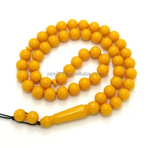 Yellow Resin Amber Color Muslim Tesbih Islamic Religious Meditation Product Prayer Beads Rosary Subha Misbaha