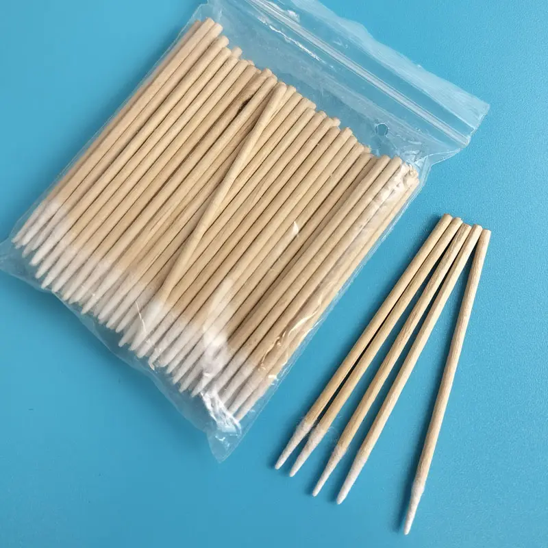 100pcs Eco-friendly Wooden Stick 1mm Micro Pointed Cotonete para Tatuagens Sobrancelha