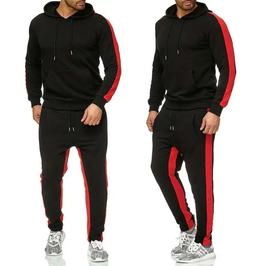 OEM कस्टम जिम sweatsuit पॉलिएस्टर धारी mens खेल tracksuit