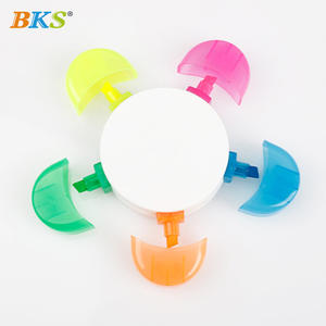 Vente en gros 5-en-1 Ensemble de stylos surligneurs fluorescents en forme de fleur Pointe de pinceau oblique pour la publicité et les cadeaux promotionnels - Product Image 5