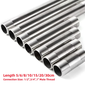Thép không gỉ đôi nam chủ đề mở rộng ống 1/2 "3/4" 1 "tưới vườn hộ gia đình vòi hoa sen ống nước Doanh 8 ~ 30cm dài - Product Image 1