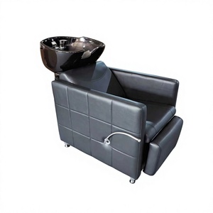 Sillón de Lavado de Cabello Negro para Salón de Belleza, Estación de Lavabo para Barbería, Silla Tapizada para Lavar el Cabello para Salón y Spa - Product Image 1