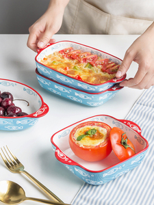 Bol en céramique motifs de poisson en céramique, ustensiles de cuisson, assiettes de riz cuits, vaisselle avec poignée 1 pièce - Product Image 4