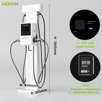 Station de recharge rapide pour véhicules électriques domestique 22kW*2 TYPE 2 Double prise AC 32A avec socle en tôle, gestion de câbles intégrée et prise RFID