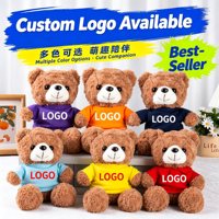 Ours en peluche super doux en coton PP, vêtu d'un t-shirt, d'un nœud papillon ou d'un polo, personnalisable avec logo d'ours en peluche, parfait