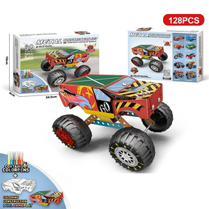 บล็อกตัวต่อ3D ปริศนาแบบทำมือบล็อกตัวต่อรถยนต์ของเล่นล้อรถขนาดใหญ่แบบทำมือพร้อมชุดระบายสีกราฟฟิตี - Product Image 3