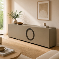 Modernes Minimalistisches Sideboard aus Massivem Eichenholz mit Rundem Griffdesign für Wohnzimmer und Esszimmer Aufbewahrung