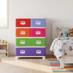 Caja de Almacenamiento de Plástico Plegable y Apilable Multifuncional y Duradera con Diseño de Mimbre, Cajón y Colgador para Ropa, para el Hogar - Product Image 5