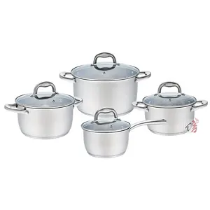 Realwin Copper Color Handle 8 Pcs Kitchen Casserole Saucepan Stainless Steel Kitchen Cooking Pot Cookware Set