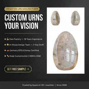 Elegante Urna Funeraria in Ceramica a Forma di Uovo, Stile Americano, Aspetto Roccia Naturale, per Ceneri Umane, Contenitore Decorativo per Cremazione - Product Image 1