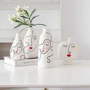 MSH vendita calda su misura stile nordico di lusso decori viso umano <span class=keywords><strong>vaso</strong></span> in ceramica per la decorazione della casa - Product Image 6
