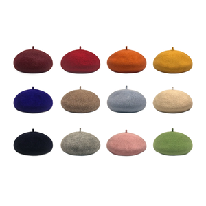 RongGuang بيع بالجملة الشتاء الدافئ الأزياء الكلاسيكية بلون واحد عالية الجودة الصوف للجنسين قبعة قبعة الرسام للنساء والرجال - Product Image 1