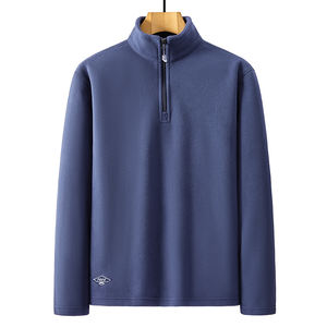 Pull personnalisé avec logo pour homme, col montant, couleur unie, coupe ample, en polaire, chaud, pour l'automne et l'hiver. - Product Image 1
