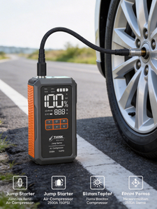 Démarreur <span class=keywords><strong>de</strong></span> <span class=keywords><strong>voiture</strong></span> avec compresseur d'air, 2000A <span class=keywords><strong>de</strong></span> pointe, batterie externe 8000mAh, gonfleur rapide <span class=keywords><strong>de</strong></span> pneus pour véhicules 12V - Product Image 6