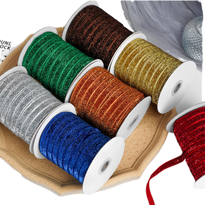 Ruban en satin de chiffon métallique élastique de haute qualité de 1 cm, écologique, coloré, pour anniversaire, Pâques, Noël, fête, mariage - Product Image 1