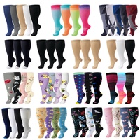 Chaussettes de compression molletières grande taille transfrontalières pour personnes en surpoids, obésité - Forte pression, nylon élastique, course à pied pour jeunes