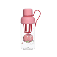 Vente en gros 480ml bouteille d'eau en plastique transparente Kawaii mignon infuseur de fruits Tritan pour enfants directement potable bouillante Applicable